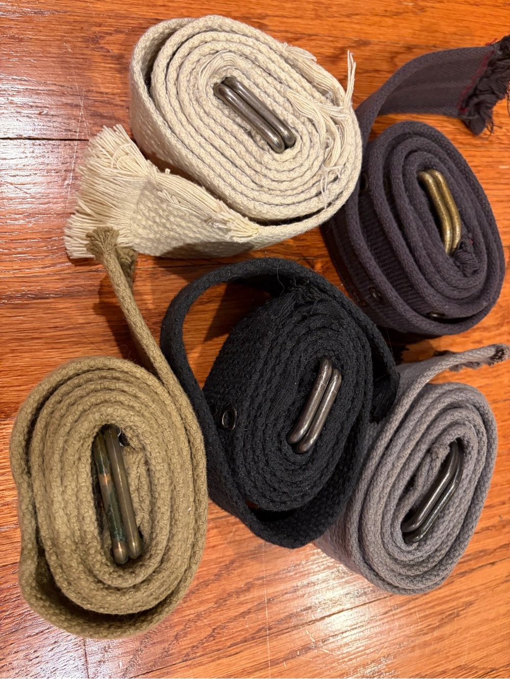 5 Canvas Men’s Webbing Belts- Black, Gray, Tan, Cream, Navy
